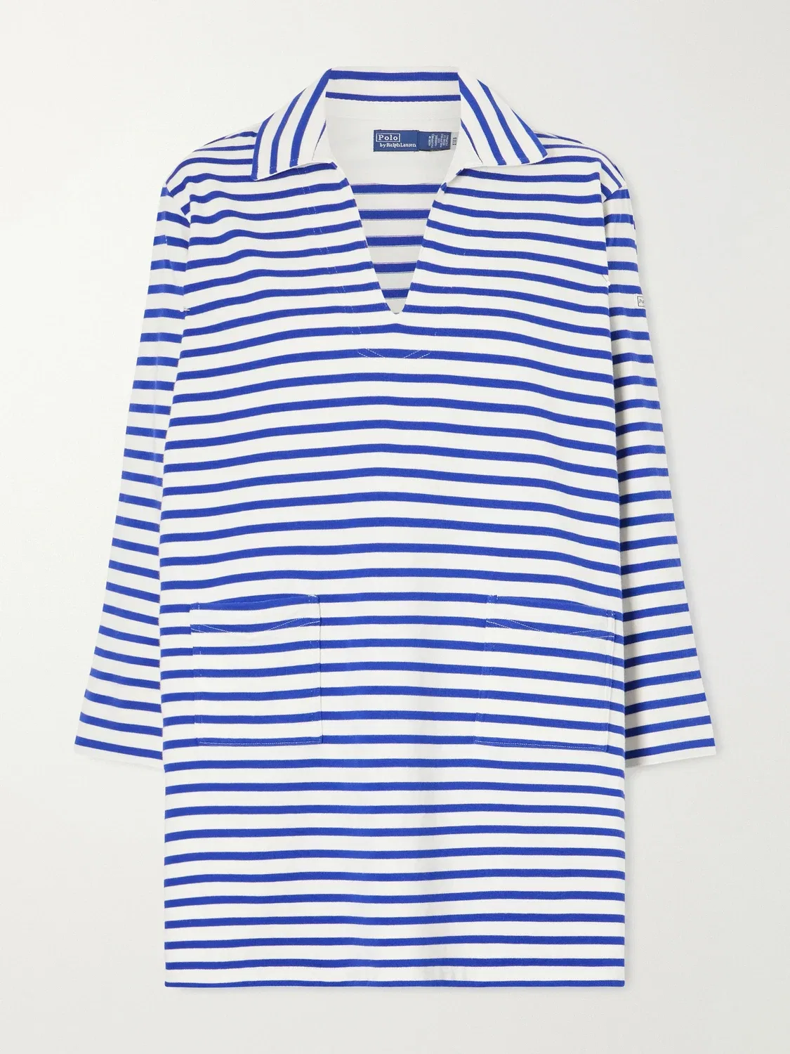 Полосатое мини-платье из хлопкового джерси POLO RALPH LAUREN, синий