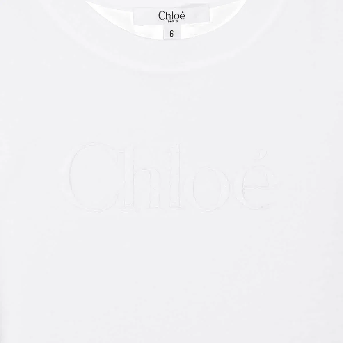 Детская хлопковая футболка Chloe с вышитым логотипом, Off White — фото 2