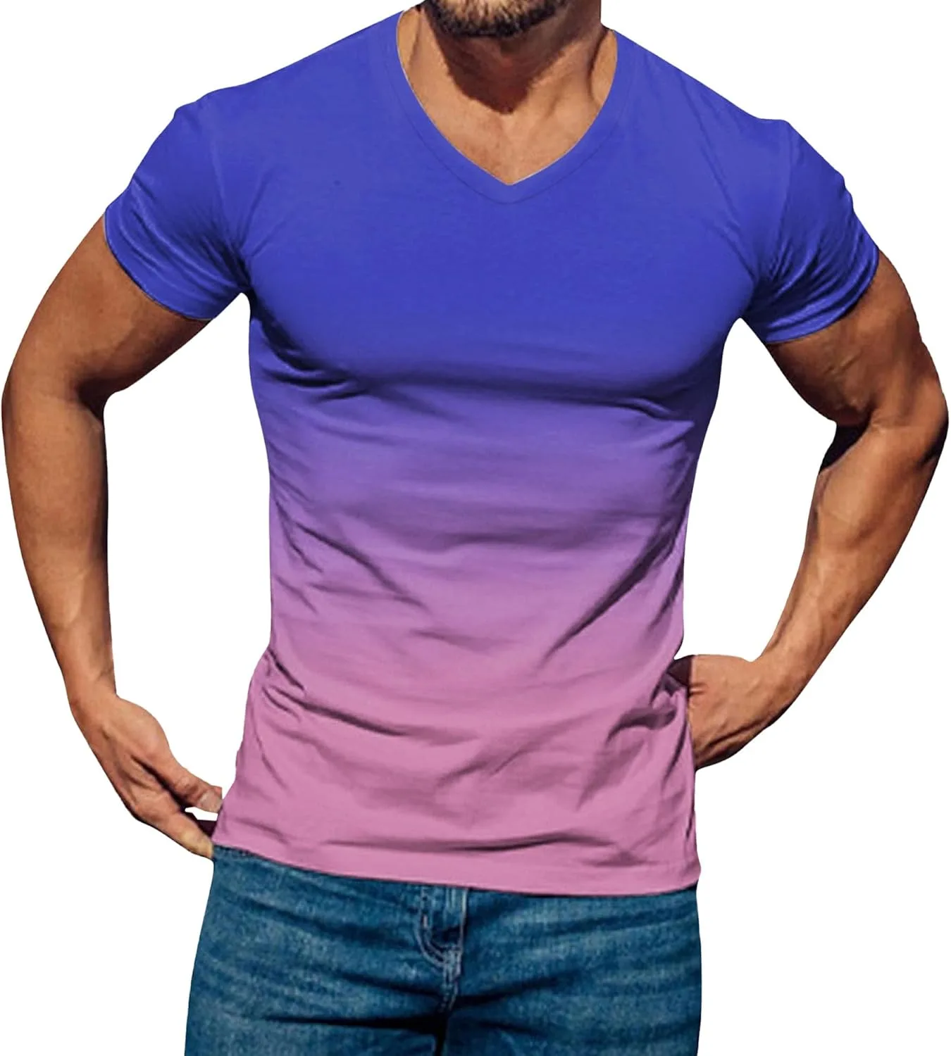 

Майифу-GJ Мужская футболка с коротким рукавом Casual Relaxed Fit Gradient Polo Maiyifu-GJ