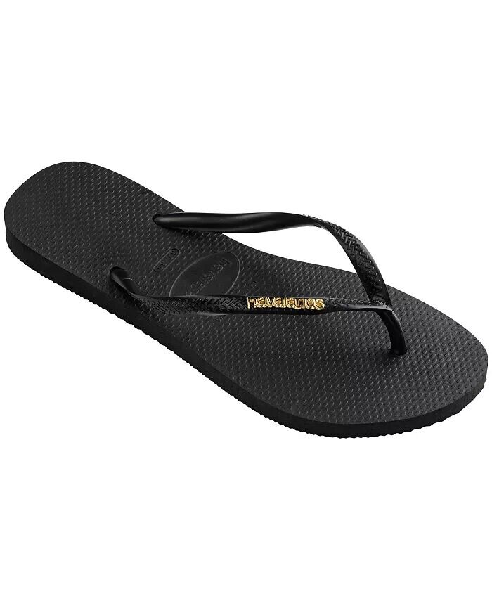 Женские узкие сандалии металлик с логотипом Havaianas, черный — фото 4