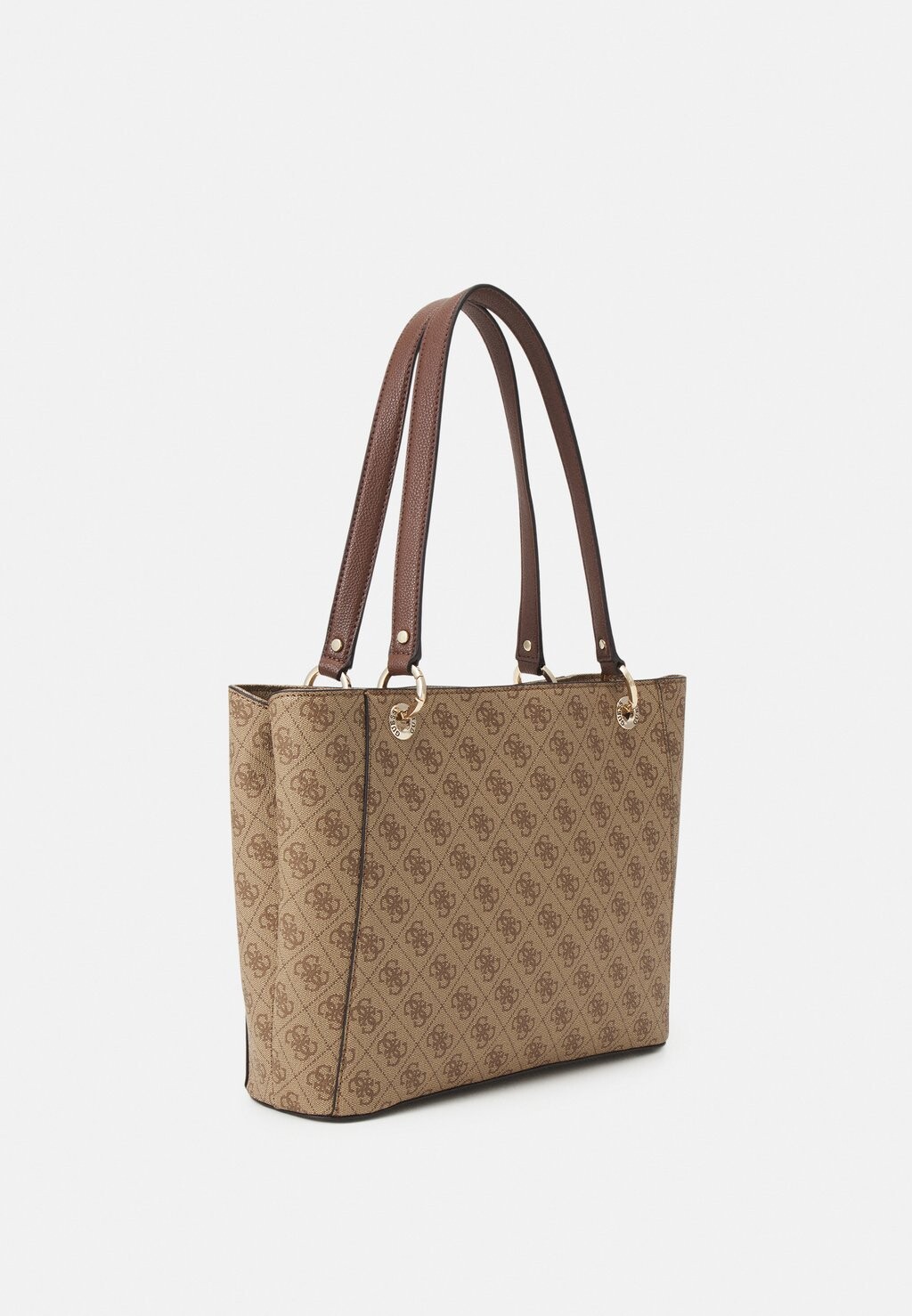 Сумка Guess NOELLE TOTE молочного цвета с коричневым логотипом — фото 2