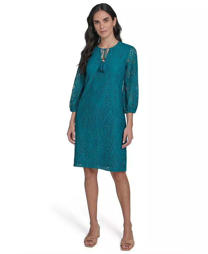 

Миниатюрное кружевное платье-трапеция с рукавами 3/4 Jessica Howard