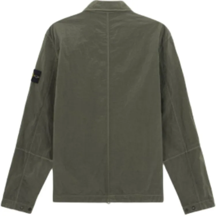 Куртка-рубашка на молнии с нашивкой Compass STONE ISLAND, Musk Green — фото 4