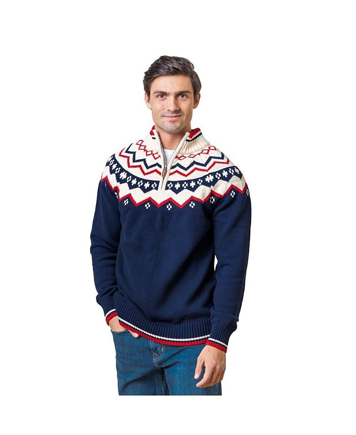 

Мужской свитер с полумолнией реглан Fair Isle Hope & Henry, синий