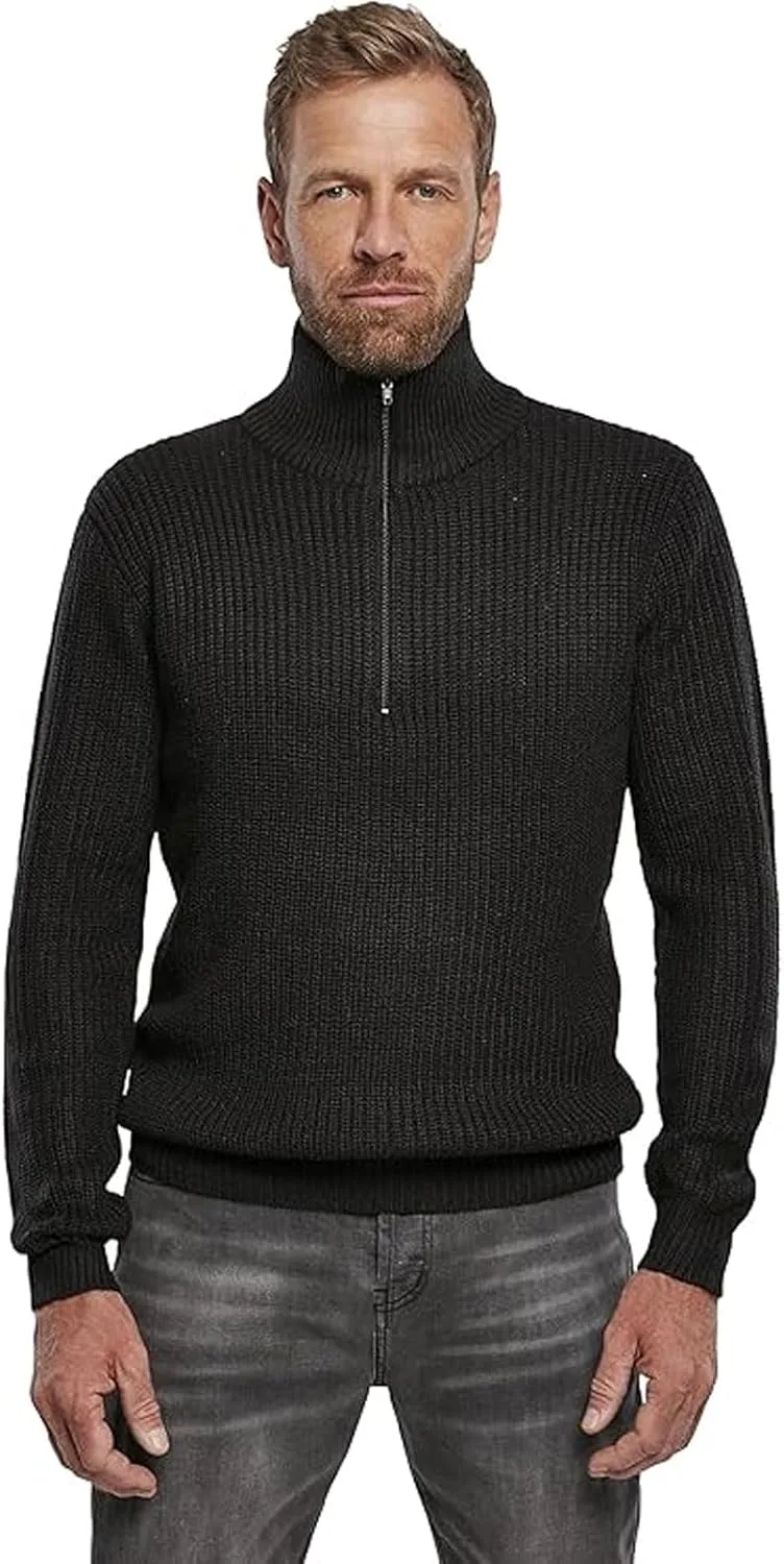 

Brandit Individual Wear мужской свитер с молнией на четверть — теплый классический регулярного фасона вязаный повседневный пуловер с высоким воротником