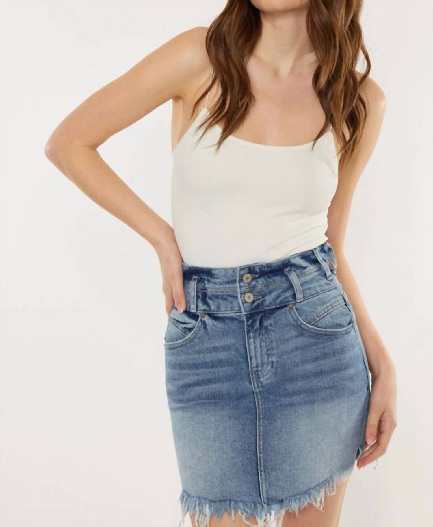 

Юбка Rachel High Rise средней посадки KanCan, цвет medium wash