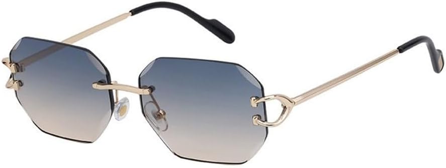 

Ретро-солнцезащитные очки без оправы для женщин и мужчин, роскошные маленькие солнцезащитные очки без оправы для женщин, модные металлические очки TYUVIVO, C6greenorange