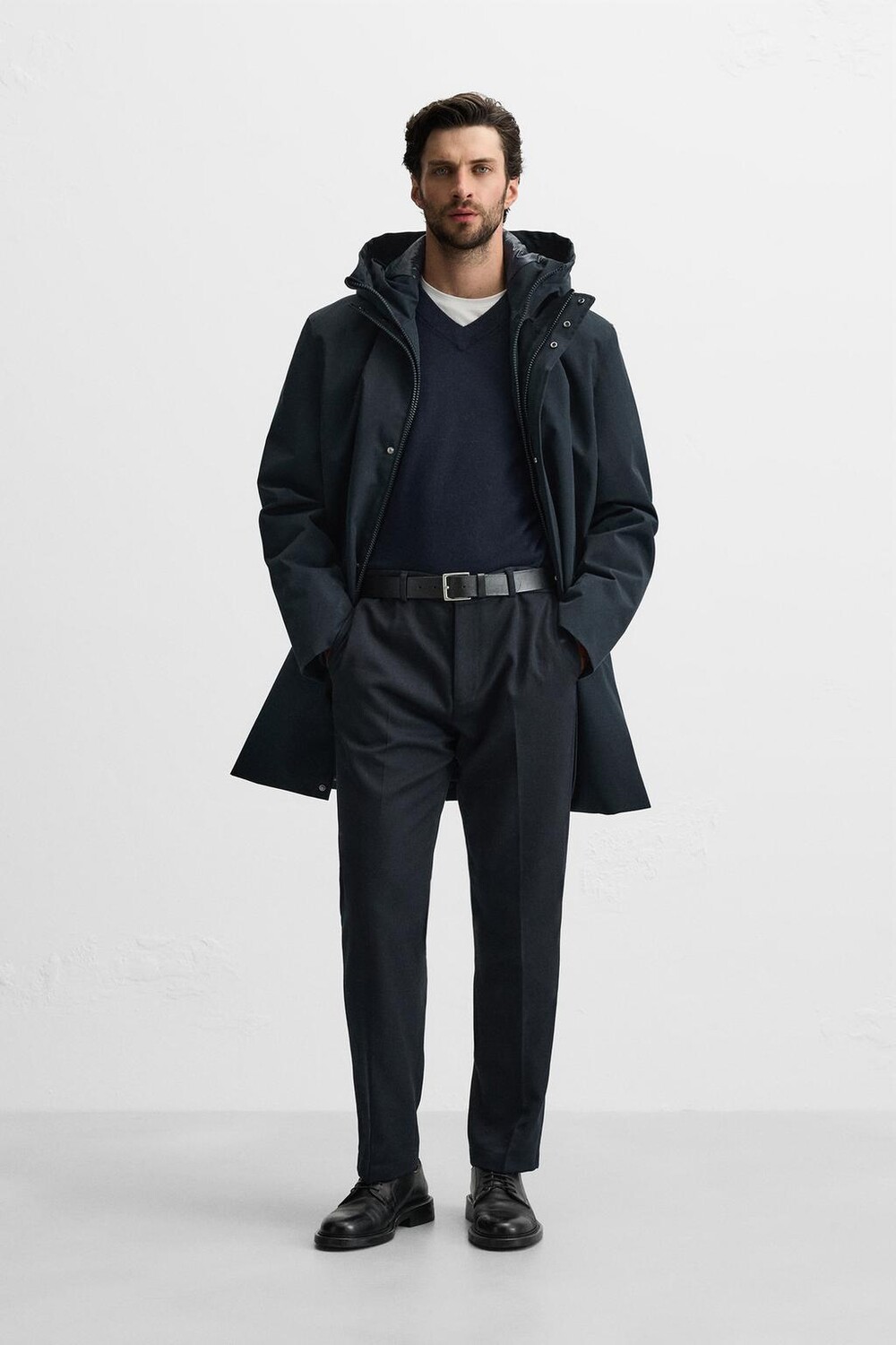 

Техническая парка со съемным воротником ZARA, темно-синий