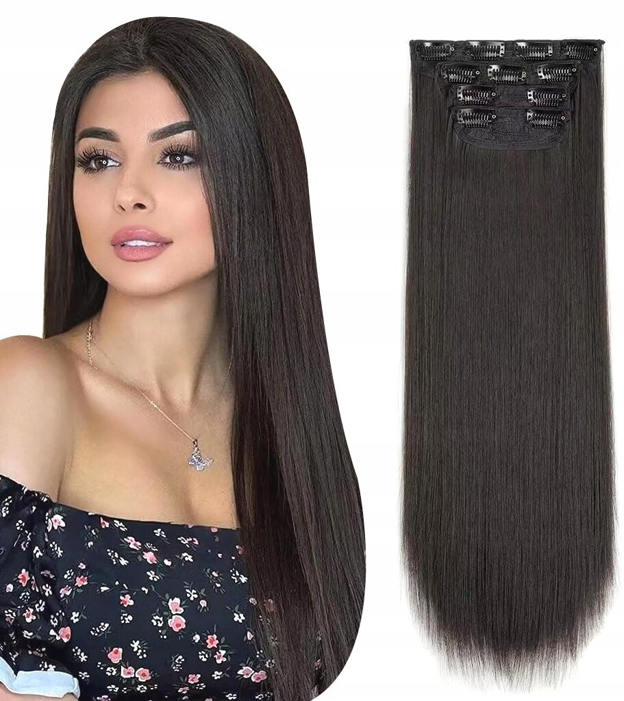 

Накладные волосы на заколке, 60 см, черные, как натуральные Inna Marka