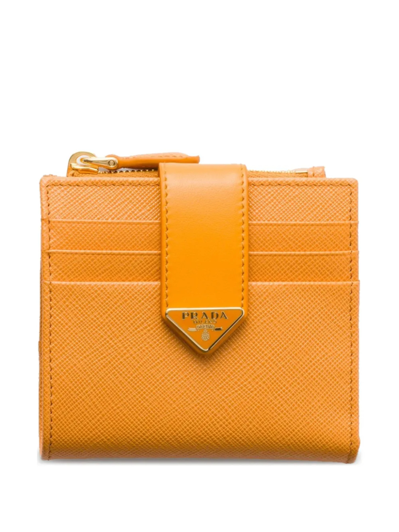

Маленький кошелек из гладкой кожи Saffiano Prada, оранжевый