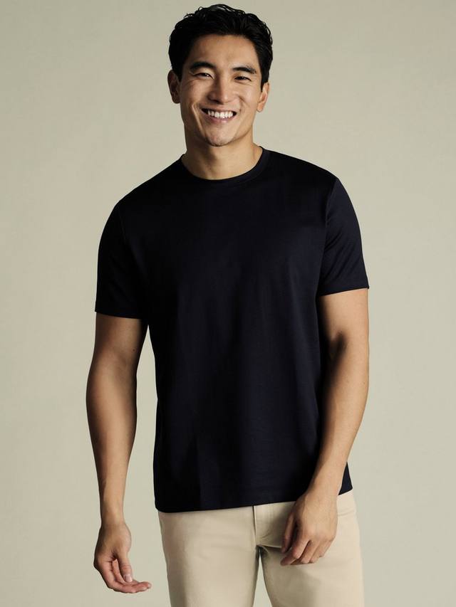 

Хлопковая футболка с круглым вырезом Charles Tyrwhitt, Navy