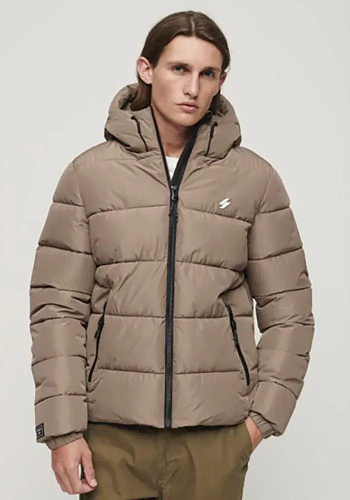 

Стеганая куртка Superdry "HOODED SPORTS PUFFR JACKET", с капюшоном, цвет Fossil Brown