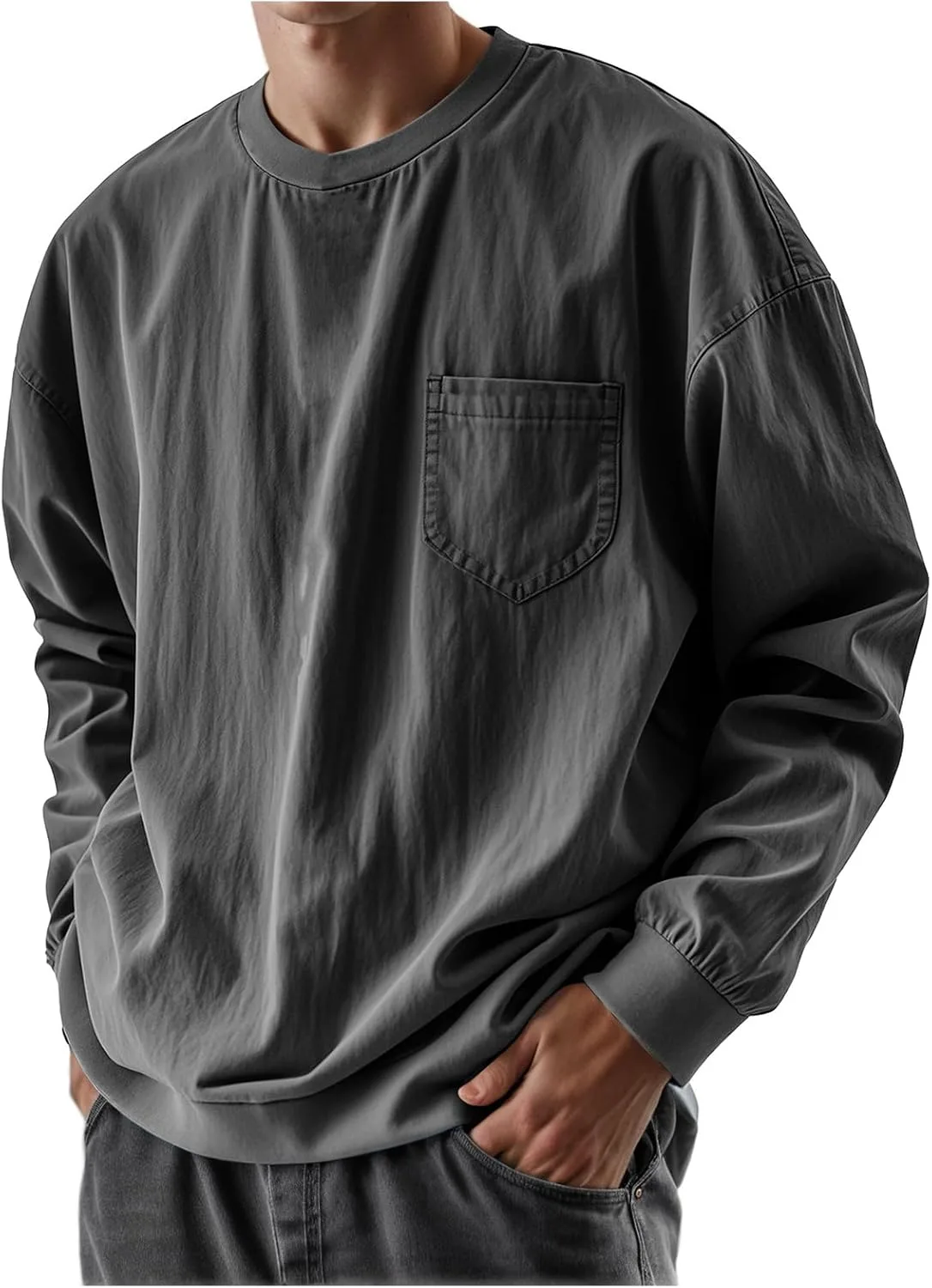 

Мужская футболка Oversized с длинным рукавом и карманами XDFVC