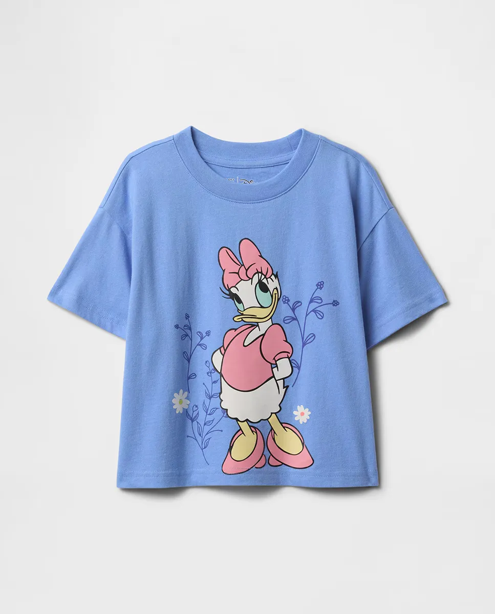 

Футболка из хлопка для девочек, круглый вырез и короткие рукава Gap, голубой