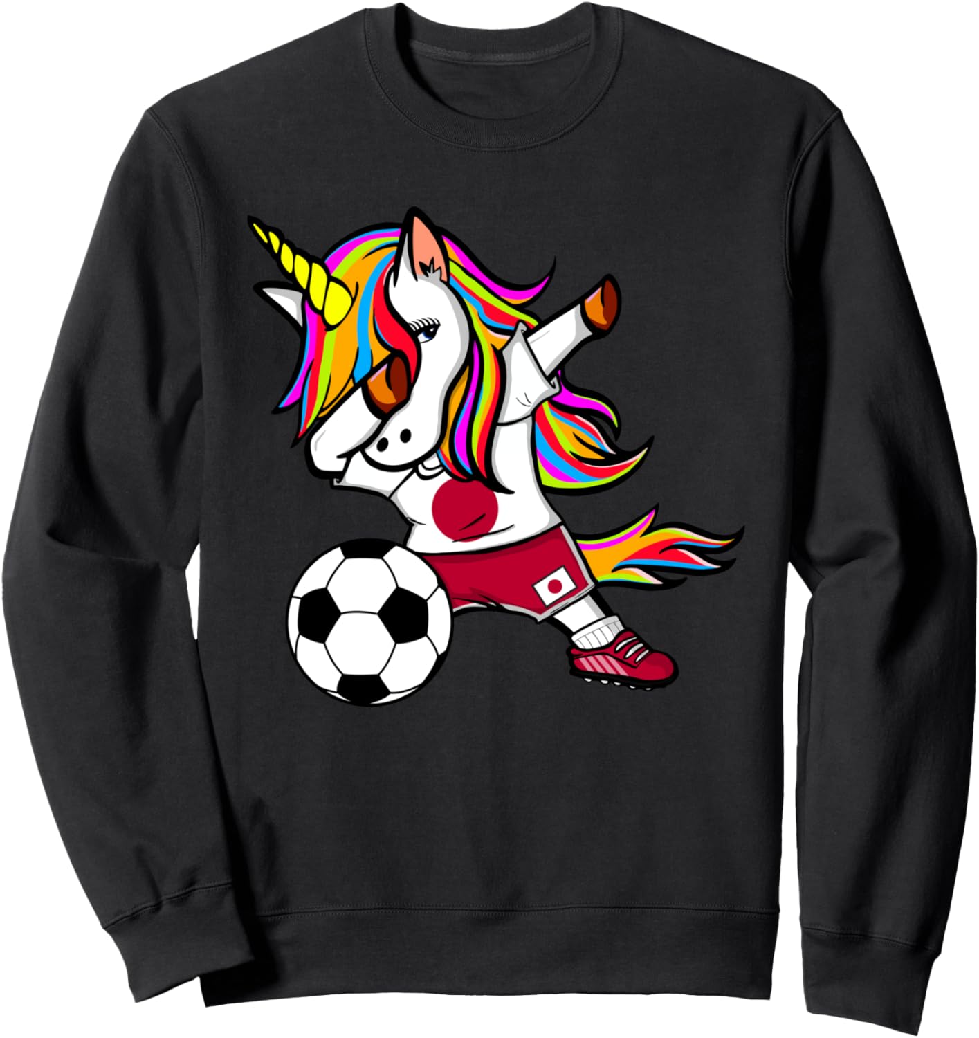 

Забавный танцующий единорог, милый единорог, футбол Японии, флаг Японии, толстовка Teeisle Japan Football, черный