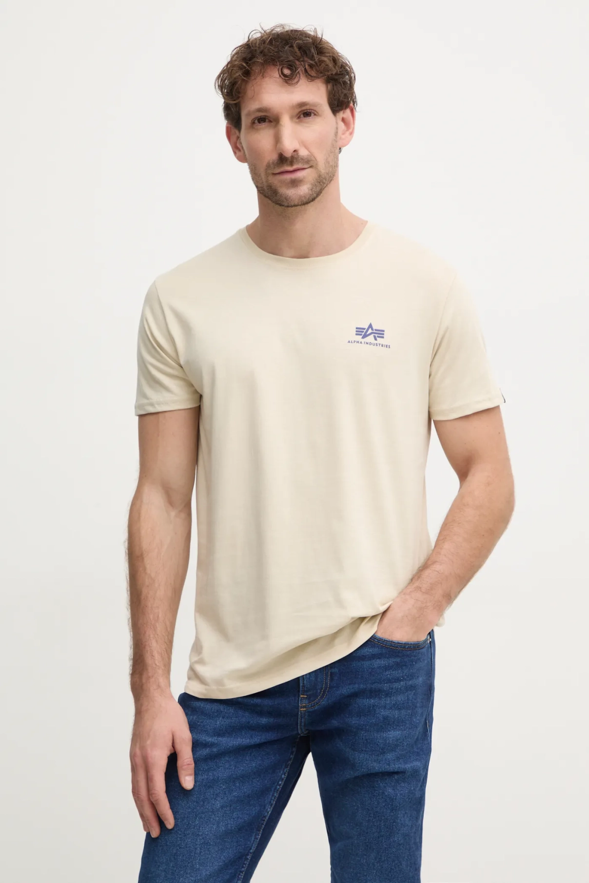 

Хлопковая футболка Alpha Industries, бежевый