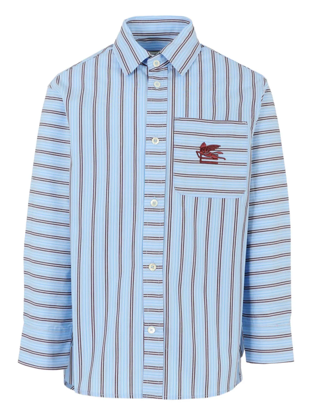 

Полосатая рубашка с вышивкой Pegaso ETRO KIDS, синий