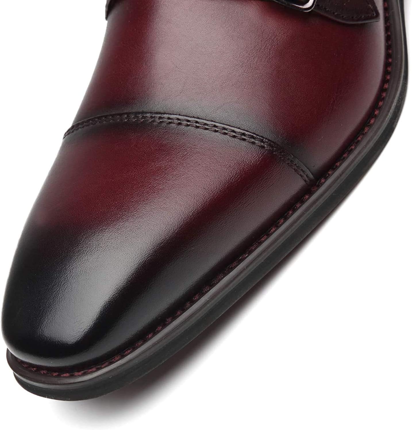 Мужские слипоны La Milano с двойной пряжкой Monk Strap, с закрытым носком, из кожи, оксфорды, формальные, деловые, повседневные, удобные туфли для мужчин, бордовый — фото 4