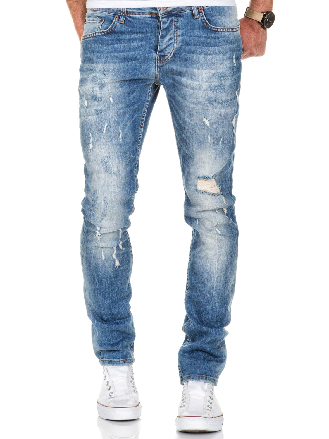 

Джинсы Amaci&Sons Slim Fit Destroyed FRESNO, светло синий