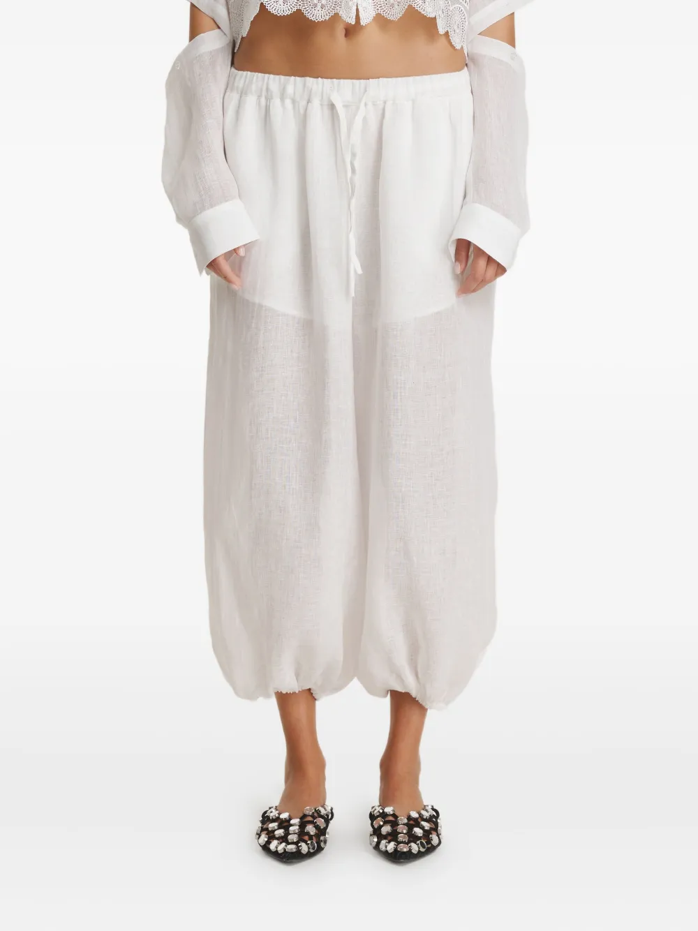 

Льняные брюки на кулиске Pnk, белый