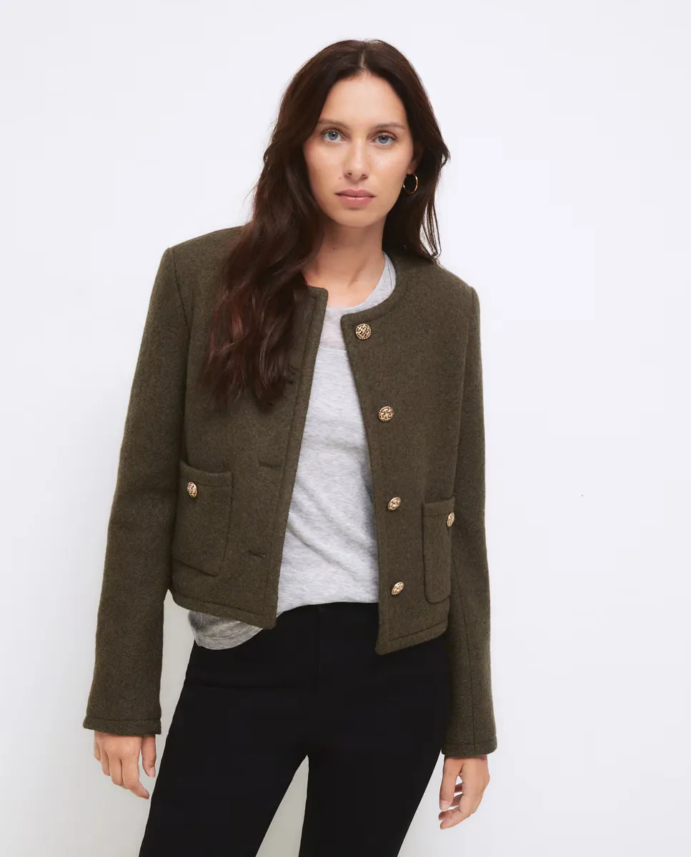 

Женская куртка с круглым вырезом из 100% шерсти Tintoretto, цвет 520 Kaki