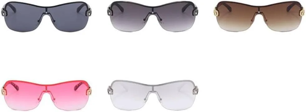 

Модные солнцезащитные очки в стиле панк без оправы для женщин, овальной формы, летний тренд, мужские очки с защитой от УФ-излучения UV400 TKKTLLT, Black Gradient Gray