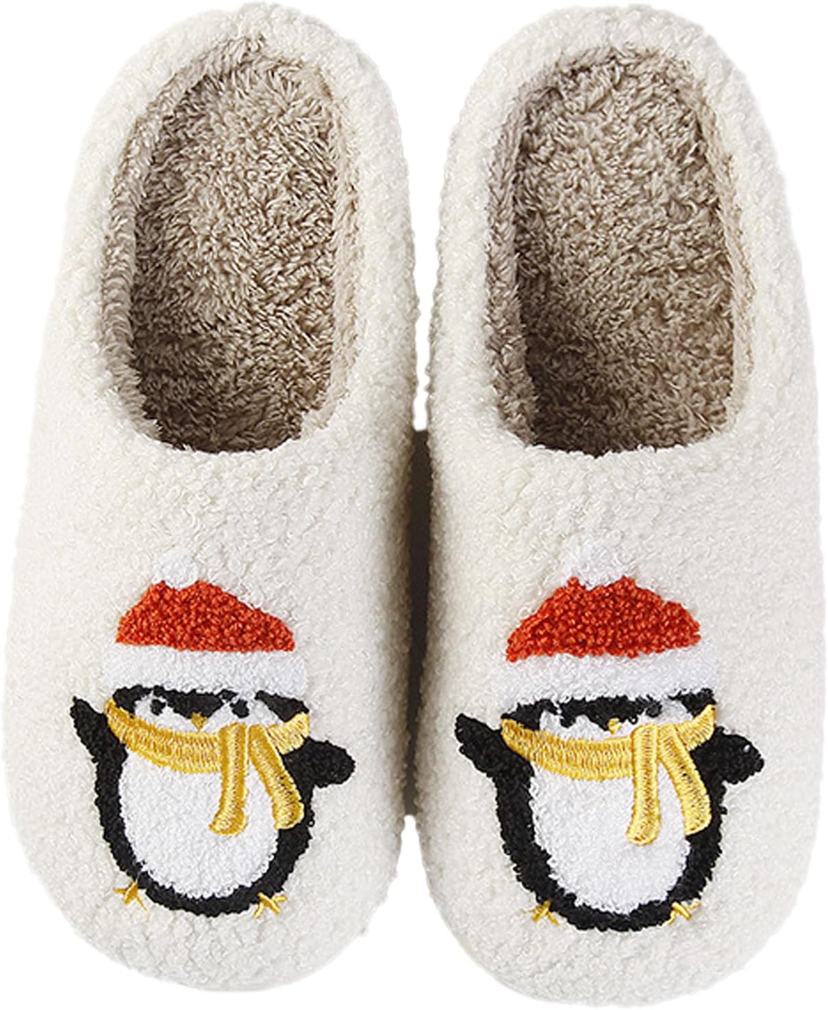 

Женские и мужские домашние тапочки с милым мультяшным дизайном, ретро, мягкие плюшевые, легкие, удобные для ношения дома и на улице, тапочки с противоскользящей подошвой Oukisam, Penguin