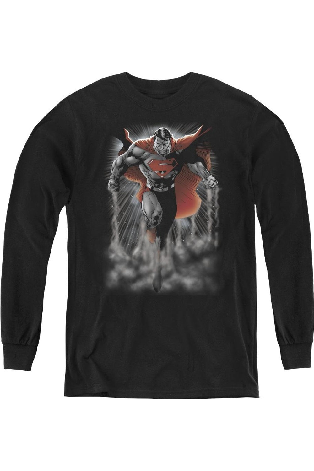 

Футболка с длинным рукавом "Супермен над облаками" для молодежи Gildan, черный