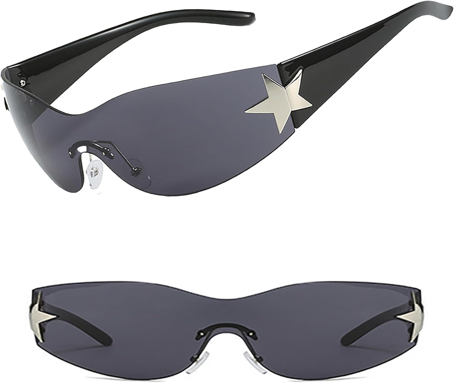 

1 пара безободковых солнцезащитных очков Y2K для женщин, большие модные дизайнерские солнцезащитные очки, стильные ретро-очки Y2K для вечеринок и повседневной носки KornaDoz