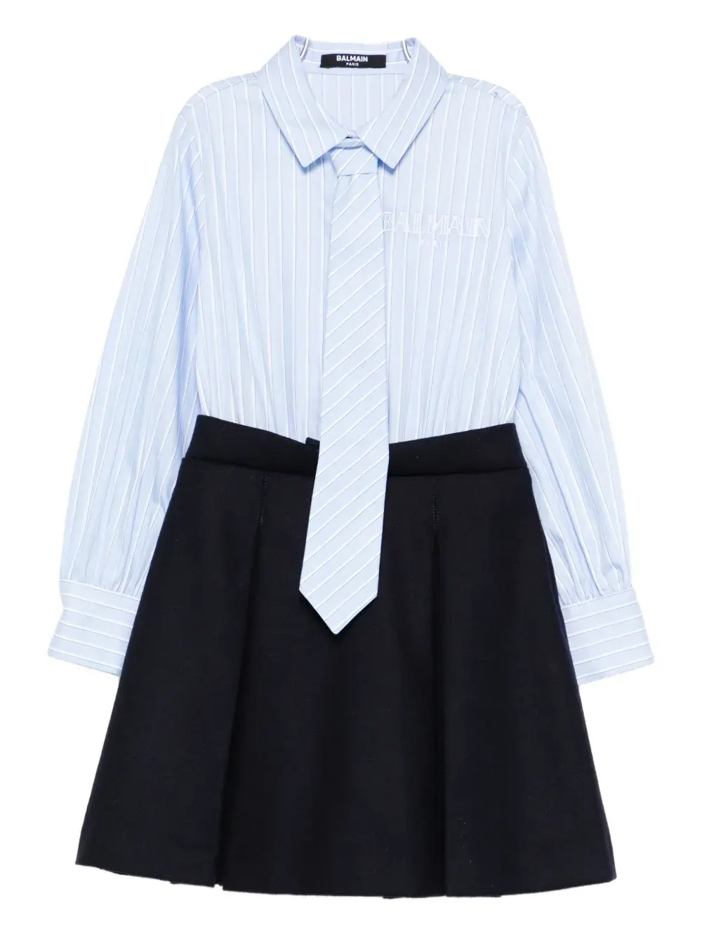 

Платье с полосатым галстуком Balmain Kids, синий