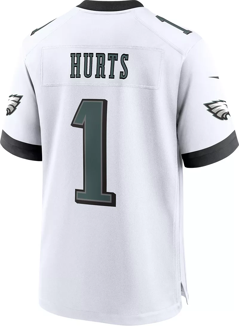 Мужская белая игровая майка Nike Philadelphia Eagles Jalen Hurts #1 — фото 2