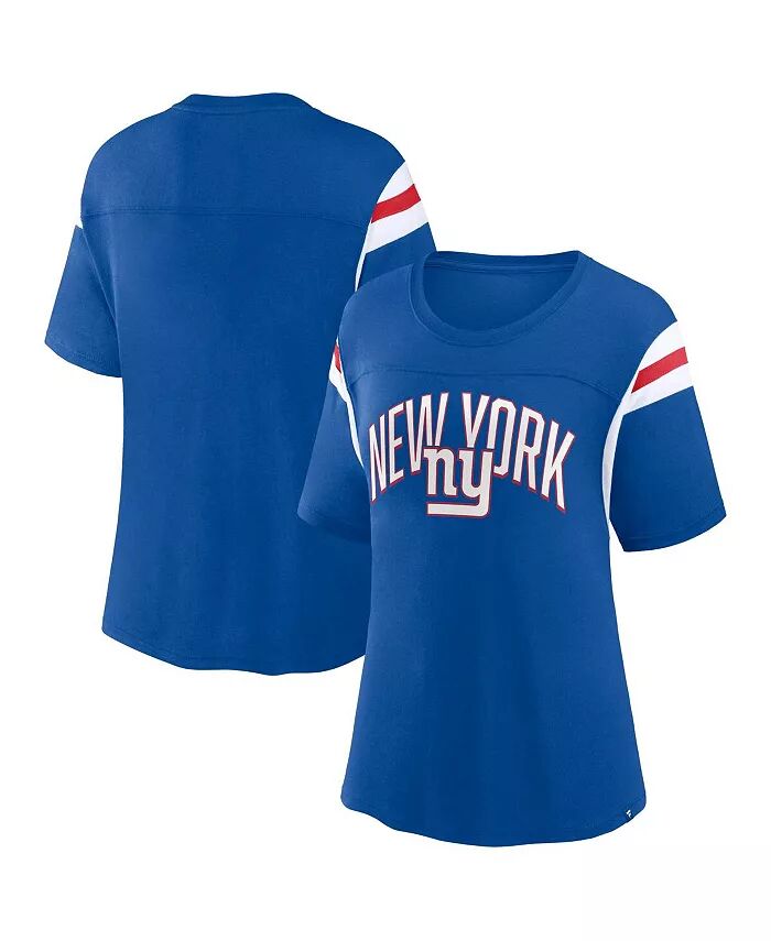 

Женская футболка Royal New York Giants Earned Stripes Fanatics