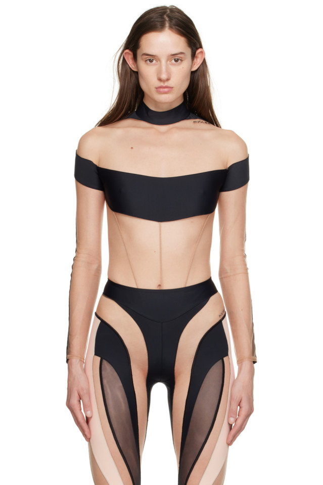 

Иллюзионный боди Mugler, черный