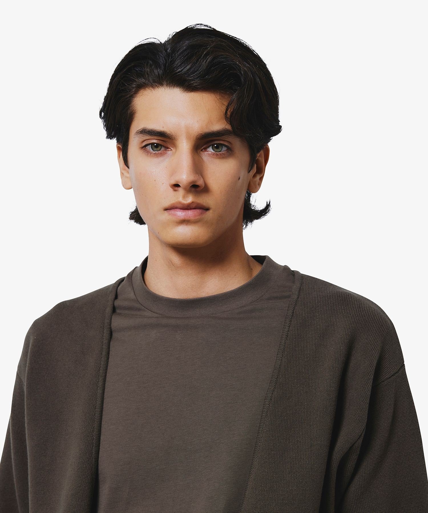 Кардиган из трикотажа в рубчик в миланском стиле LACOSTE, Dark Brown — фото 3
