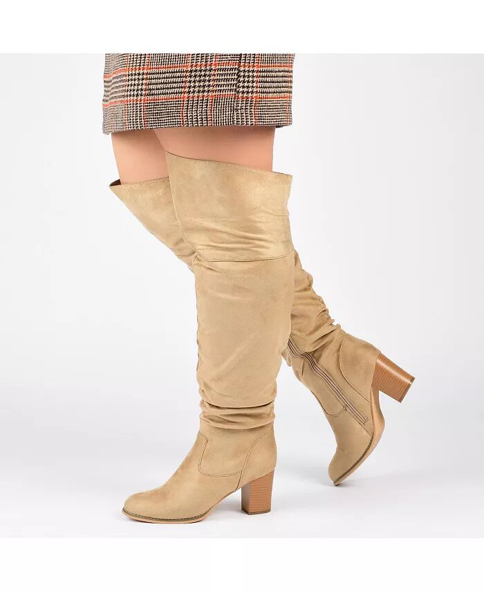 Женские сапоги Kaison Extra Wide Calf Stacked Heel выше колена Journee Collection, фиолетовый — фото 2
