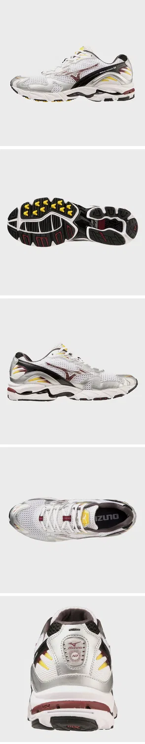 Кроссовки унисекс Wave Rider 10 бело-бордово-серебристые от Mizuno — фото 2
