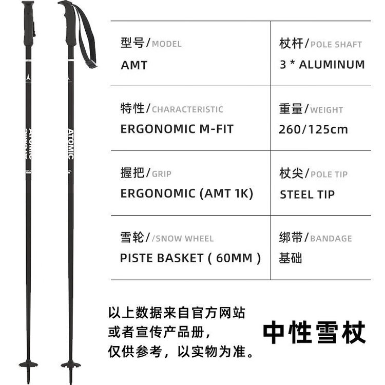 

Новые Atomic лыжные палки shijierxuegu для мужчин и женщин, оборудование для двойных лыж, модель 2425 AMT black, 110см