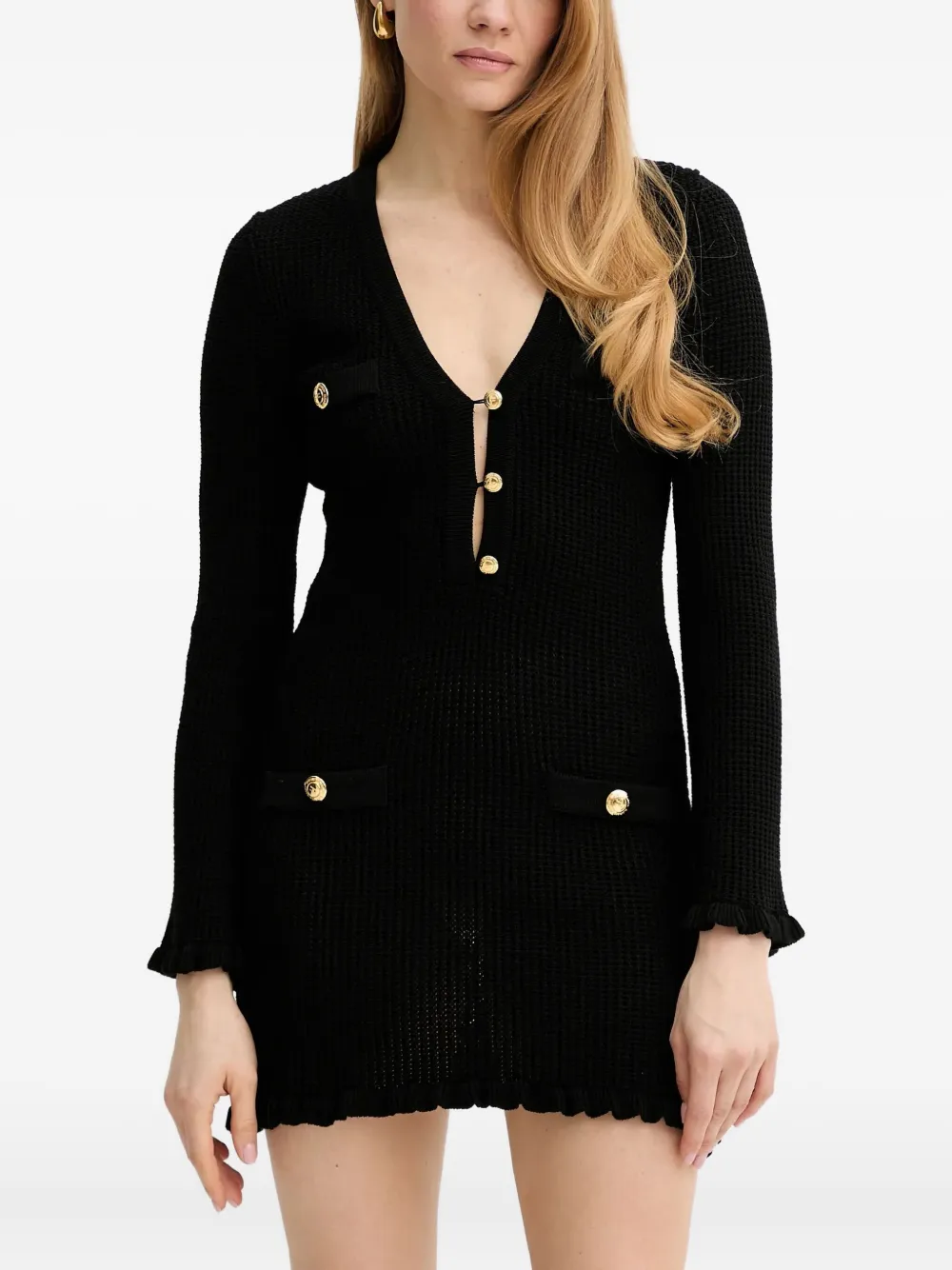 

Платье мини с декоративными пуговицами Elisabetta Franchi, черный