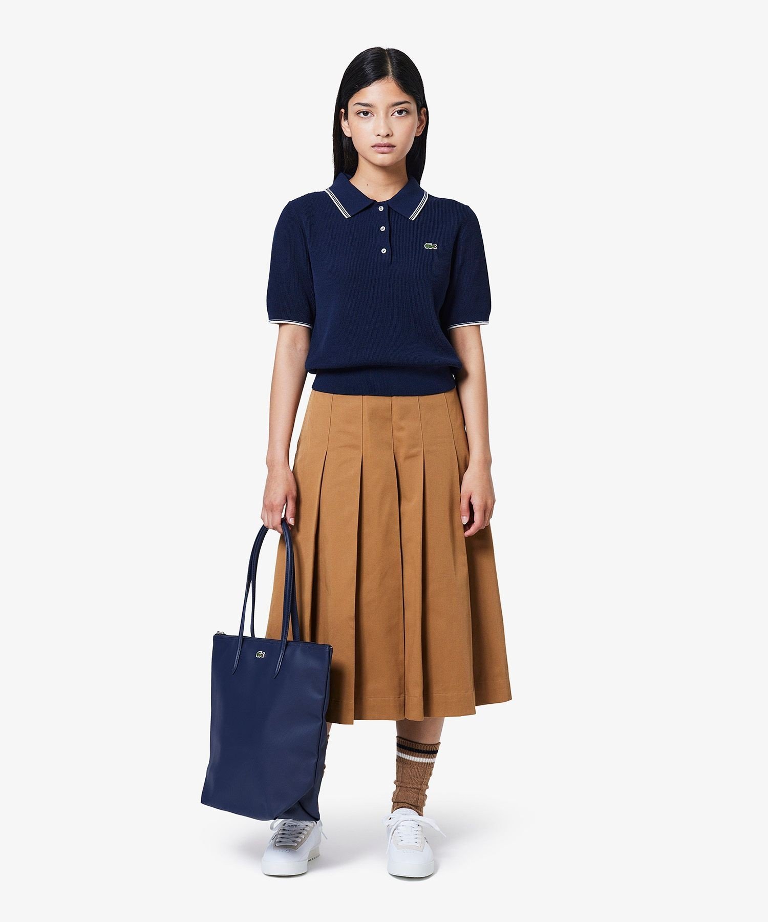 Юбка миди LACOSTE Плиссированная, Camel