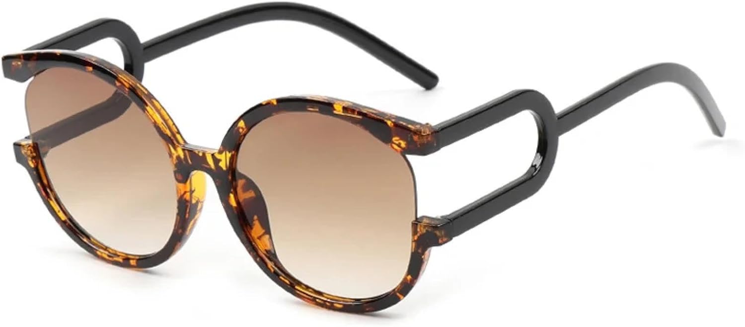 

Модные большие круглые женские солнцезащитные очки в стиле ретро с градиентом и защитой от УФ-излучения UV400, мужские очки с леопардовым принтом HHZZYVY, Leopard Tea Gradient