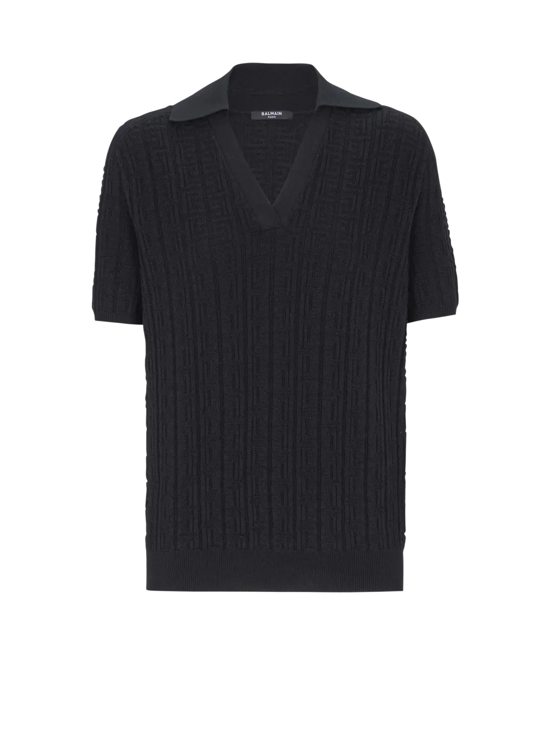 

Поло с вязаным монограммным узором Balmain, черный/розовый