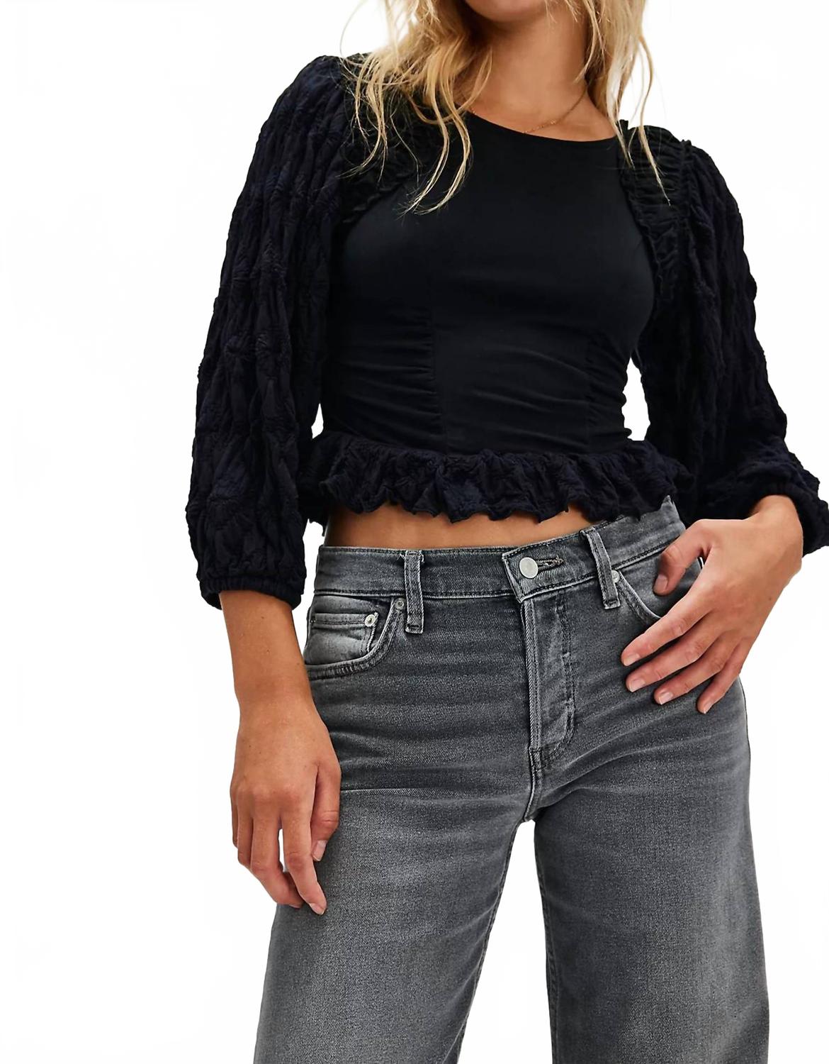 

Oliva топ с рукавами-фонариками в черном цвете Free People