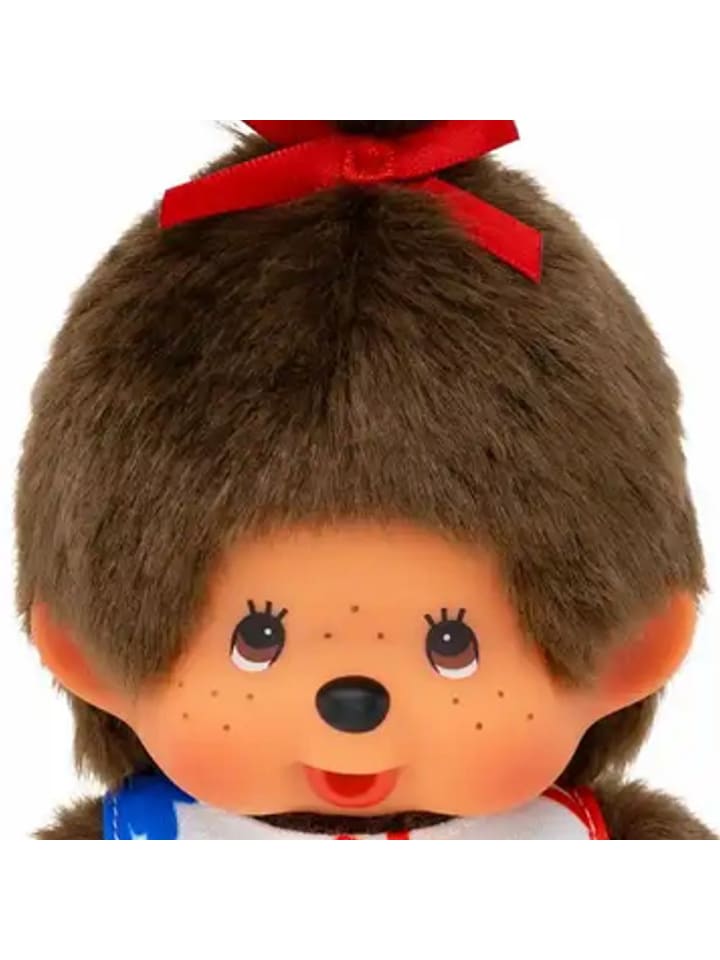 Девочка в платье художницы с косой | Кукла Мончичи, 20 см | Мода Monchhichi — фото 4