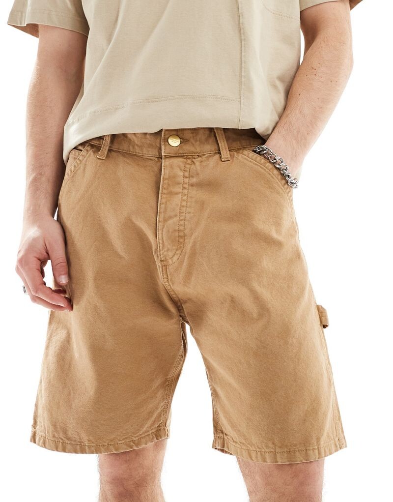 

Светло-коричневые мешковатые джинсовые шорты Jack & Jones Carpenter