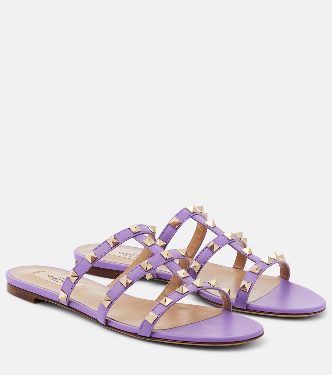 Сандалии из кожи Rockstud Valentino Garavani, Glicine