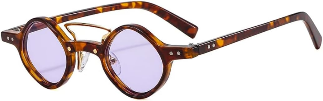 

Ретро солнцезащитные очки с двойной перемычкой, маленькие, женские, модные, красные и фиолетовые, с защитой от УФ-излучения UV400, мужские с заклепками VVTWSSW, Leopard Purple