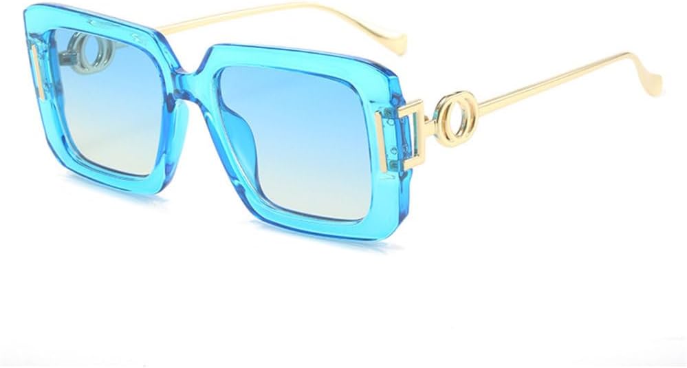 

2027 Модные металлические квадратные солнцезащитные очки для женщин, ретро-очки для мужчин, трендовые синие солнцезащитные очки с защитой от УФ-излучения UV400 MTZJH, Blue