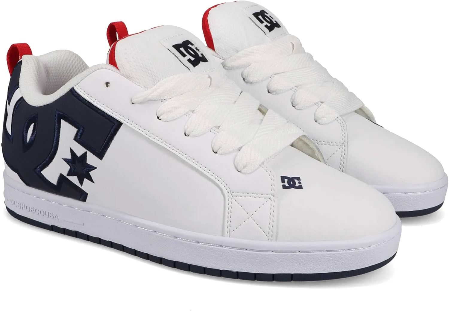 Мужские кеды DC Mens Court Graffik Casual с низким верхом для скейтборда DC Shoes, белый/темно-синий/красный