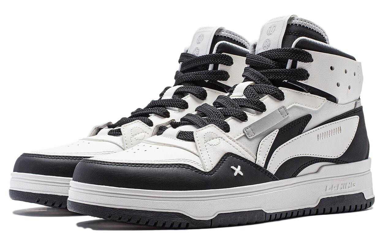 Кроссовки LINING Yamahara Skateboarding Shoes Men High-top Black/white, черный/белый — фото 3