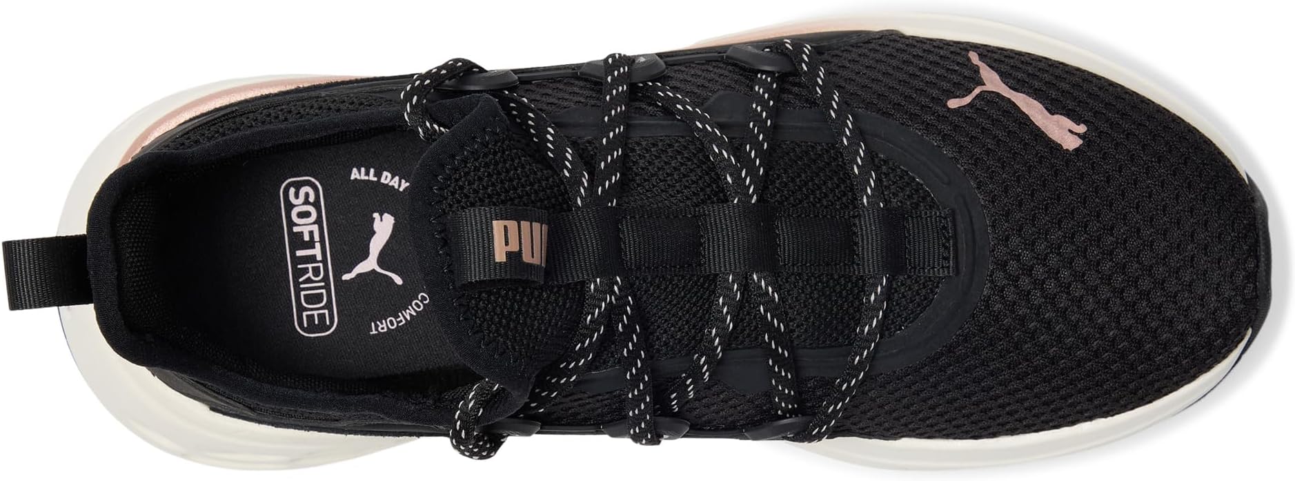 Кроссовки PUMA Women's Softride Frequence Lace Fleck Shoes, Black/Rose Gold — фото 2